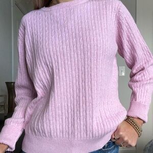 Kim Rogers Pink Cable Knit Crewneck Sweater